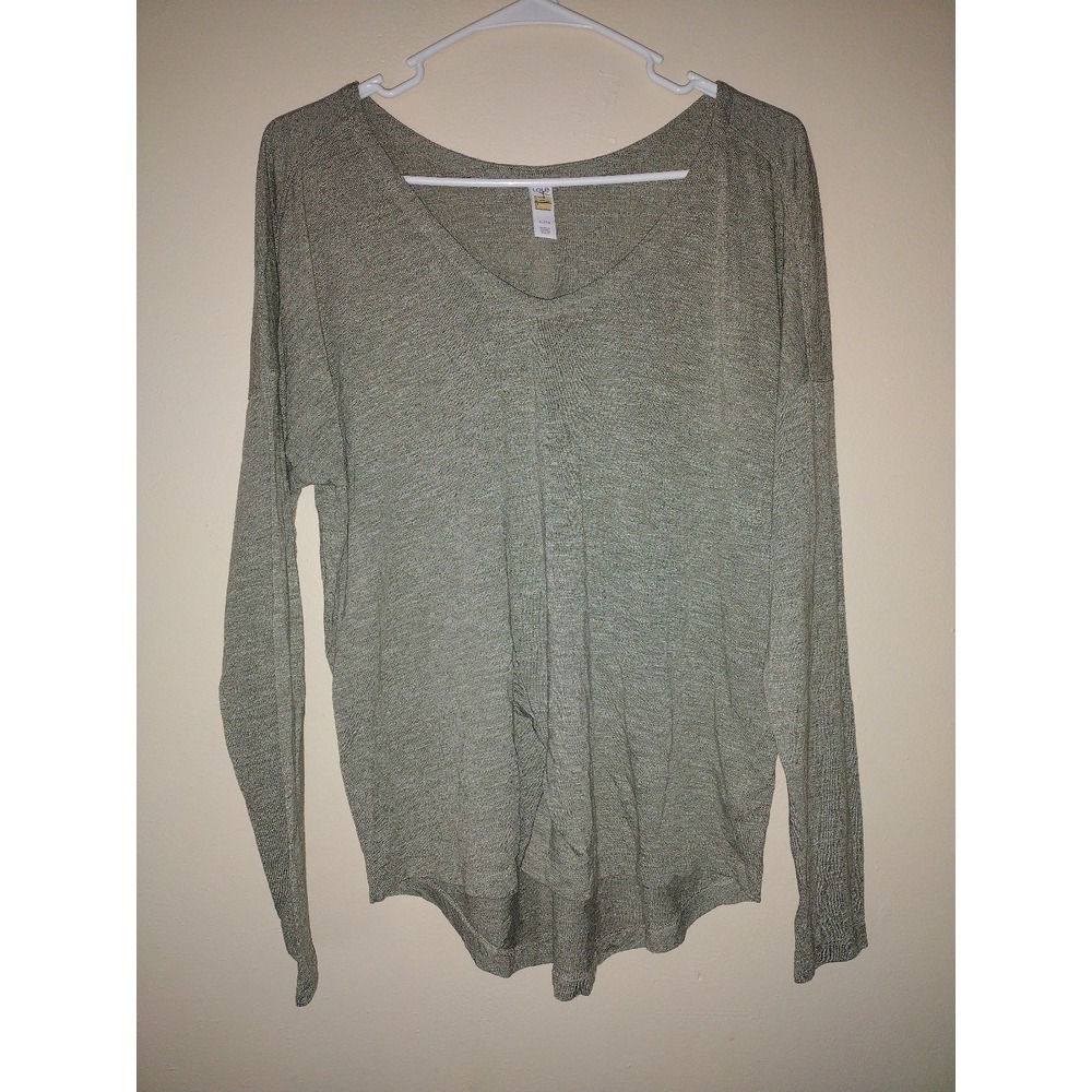 Lole Montreal Womens XL Olive Green V-Neck Long Sleeve High Low Relaxed Top‎